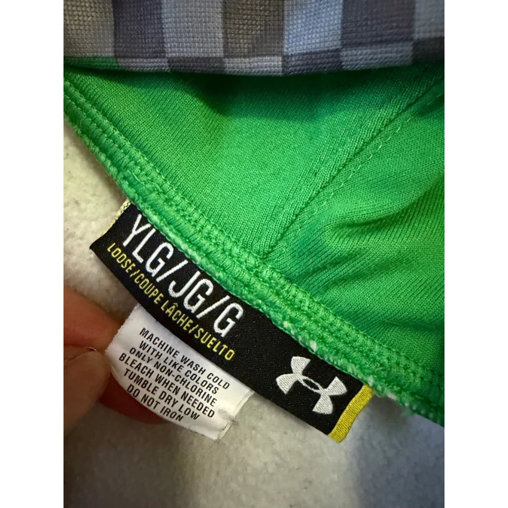 Boys Under Armour Hoodie L Gray Green Pixel Print